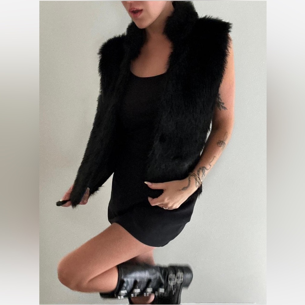 Black Faux Fur Vest